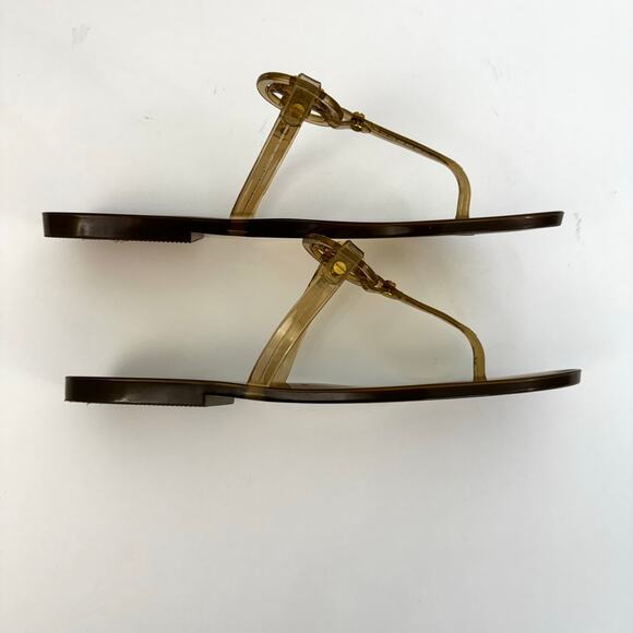 Tory Burch Mini Miller Jelly Thong Flip Flops Sandals Light Brown Clear Size 7 - Picture 4 of 10